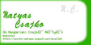 matyas csajko business card